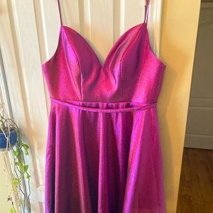 Floor length NewFex Prom Dress with pockets and lace up corset back